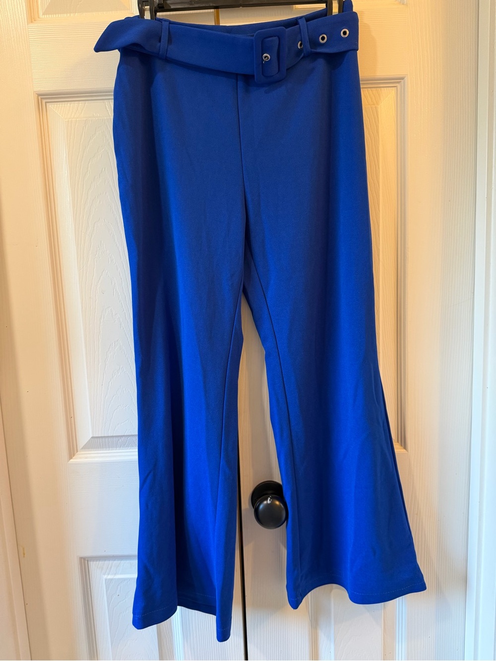 SHEIN Cobalt Blue High-Rise Wide Leg Belted Trousers size large